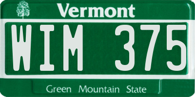 VT license plate WIM375