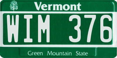 VT license plate WIM376