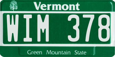 VT license plate WIM378