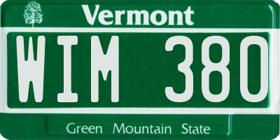 VT license plate WIM380