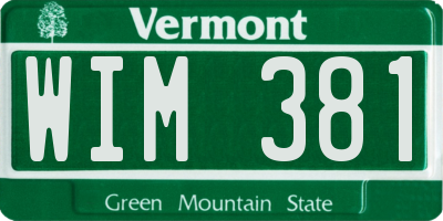 VT license plate WIM381