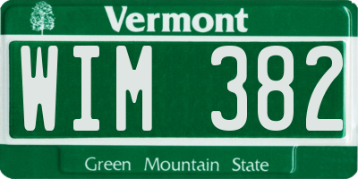 VT license plate WIM382