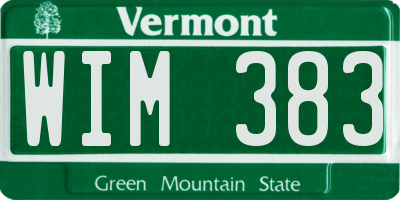 VT license plate WIM383