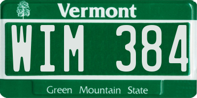 VT license plate WIM384