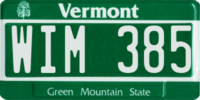 VT license plate WIM385