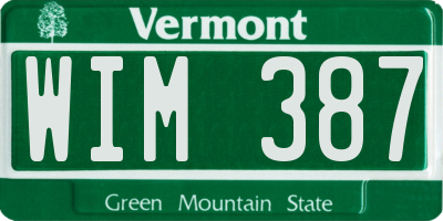 VT license plate WIM387
