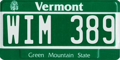 VT license plate WIM389