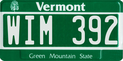 VT license plate WIM392