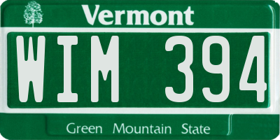 VT license plate WIM394