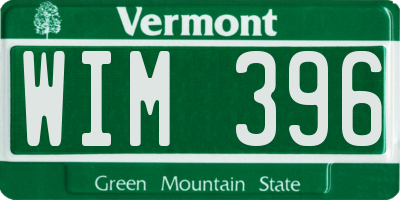 VT license plate WIM396