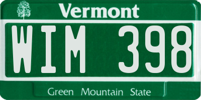 VT license plate WIM398