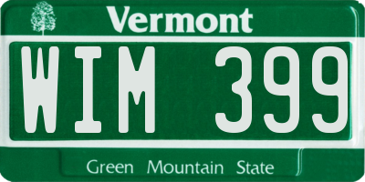 VT license plate WIM399