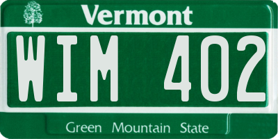 VT license plate WIM402