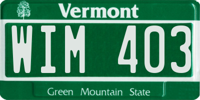 VT license plate WIM403