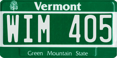 VT license plate WIM405