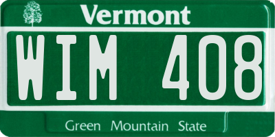 VT license plate WIM408