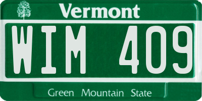 VT license plate WIM409