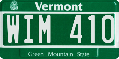 VT license plate WIM410