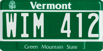 VT license plate WIM412