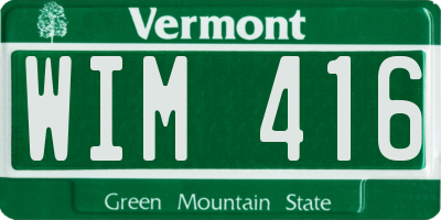 VT license plate WIM416