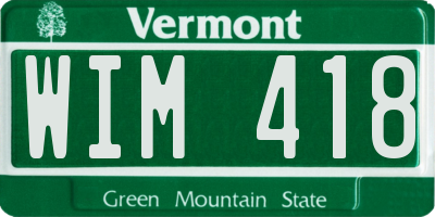 VT license plate WIM418