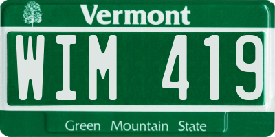 VT license plate WIM419