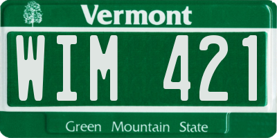 VT license plate WIM421