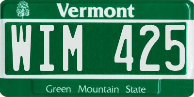 VT license plate WIM425