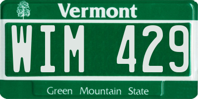 VT license plate WIM429