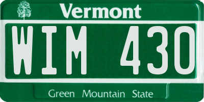 VT license plate WIM430