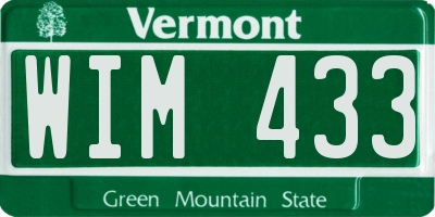 VT license plate WIM433
