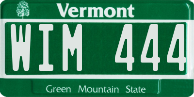 VT license plate WIM444