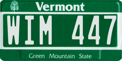 VT license plate WIM447
