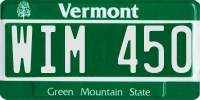 VT license plate WIM450