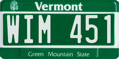 VT license plate WIM451