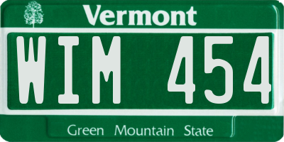 VT license plate WIM454