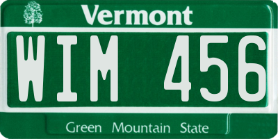 VT license plate WIM456