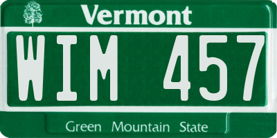 VT license plate WIM457