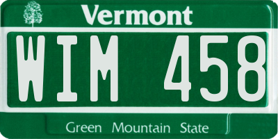 VT license plate WIM458