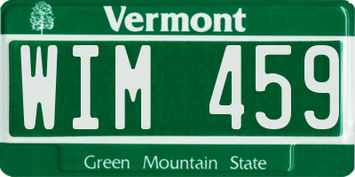 VT license plate WIM459