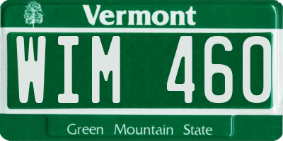VT license plate WIM460