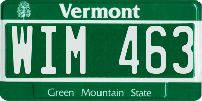 VT license plate WIM463