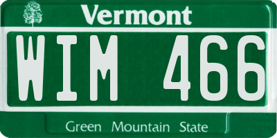 VT license plate WIM466