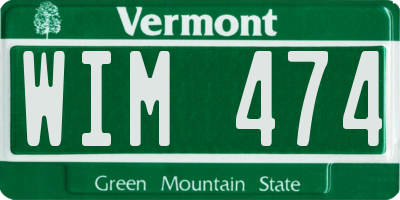 VT license plate WIM474