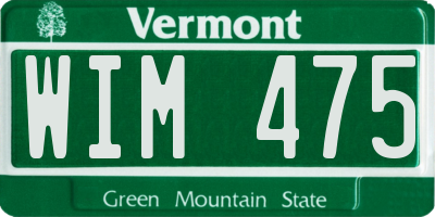 VT license plate WIM475