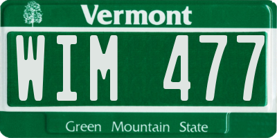 VT license plate WIM477
