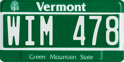 VT license plate WIM478