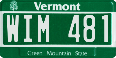 VT license plate WIM481