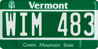 VT license plate WIM483