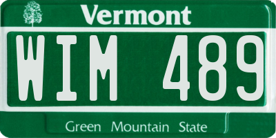 VT license plate WIM489